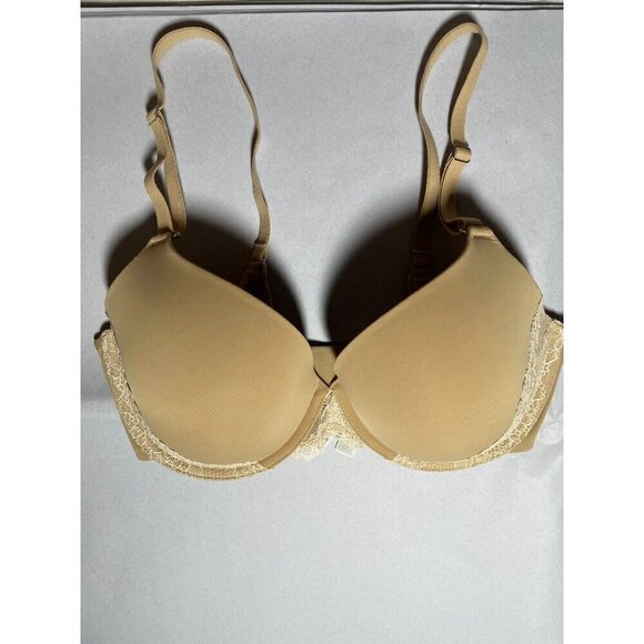 SOMA Nude Tan Memorable FULL COVERAGE Lace Trim Bra Size 34D - Picture 3 of 13